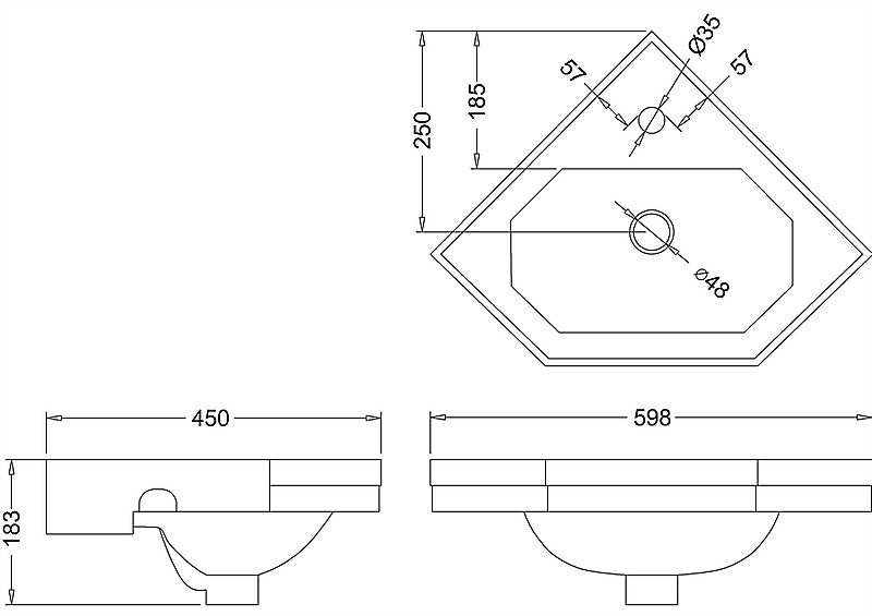 Раковина подвесная Burlington 60 B10 белая купить в интернет-магазине Sanbest