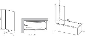 Шторка для ванны Ravak PVS1-80 79840300Z1 черная купить в интернет-магазине Sanbest