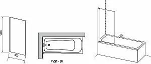 Шторка для ванны Ravak PVS1-80 79840300Z1 черная купить в интернет-магазине Sanbest