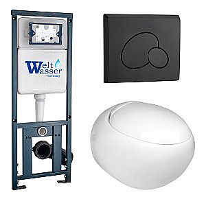 Унитаз с инсталляцией WeltWasser MARBERG 410 + JECKENBACH 004 GL-WT + MAR 410 RD MT-BL купить в интернет-магазине Sanbest