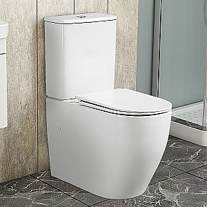 Унитаз напольный Azario Bonelle AZ-1229A белый, безободковый, с бачком, с крышкой микролифт, слив торнадо купить в интернет-магазине Sanbest