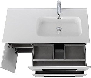 Тумба с раковиной Cezares ECO-CER-N 100 ECO-CER-N-1000-2C-1A-SO-BL белая глянцевая для ванной в интернет-магазине Sanbest