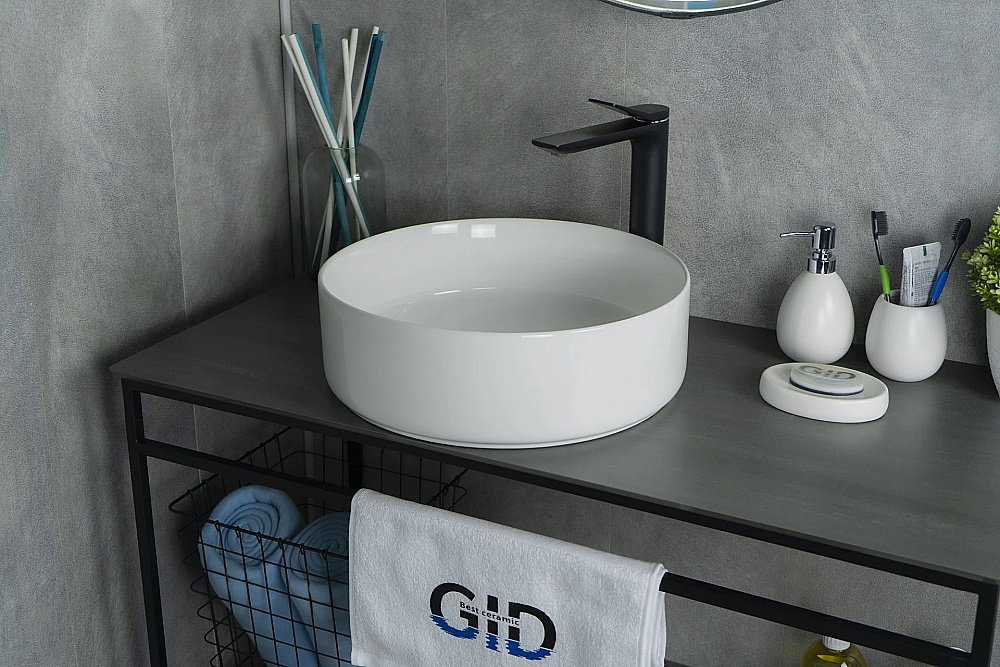 Раковина накладная Gid Esfera 40 N9424 51179 белая купить в интернет-магазине Sanbest