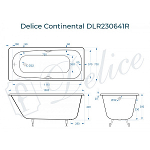 Ванна Delice Continental 130х70 DLR230640R белая купить в интернет-магазине Sanbest