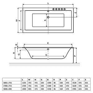 Ванна акриловая Excellent Pryzmat SLIM WAEX.PRY16WHS 160x75 белая купить в интернет-магазине Sanbest