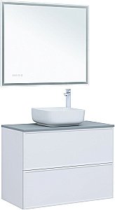 Тумба с раковиной Aquanet Арт 90 белая матовая для ванной в интернет-магазине Sanbest