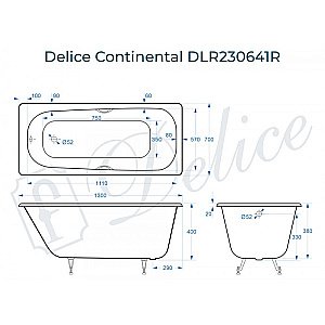 Ванна Delice Continental Elite 130х70 DLR230640R 130х70 белая купить в интернет-магазине Sanbest