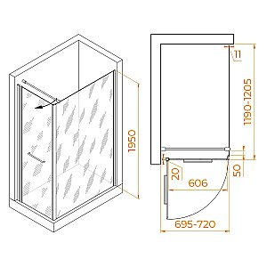 Душевой уголок RGW Passage PA-148 (PA-103 + Z-050-2 + O-104) 020814872-011 70x120 стекло прозрачное/профиль хром купить в интернет-магазине Sanbest