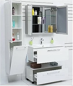 Шкаф-пенал De Aqua Тока 1S БК 30 белый для ванной в интернет-магазине сантехники Sanbest