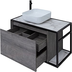 Тумба с раковиной Aquanet Nova Lite Loft 90 L/R дуб рошелье для ванной в интернет-магазине Sanbest