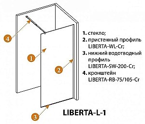 Душевое ограждение Cezares Liberta L-1-120 прозрачный/профиль черный купить в интернет-магазине Sanbest