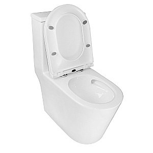 Унитаз моноблок Azario Scala AZ-8101 белый, безободковый, с крышкой микролифт, слив торнадо купить в интернет-магазине Sanbest