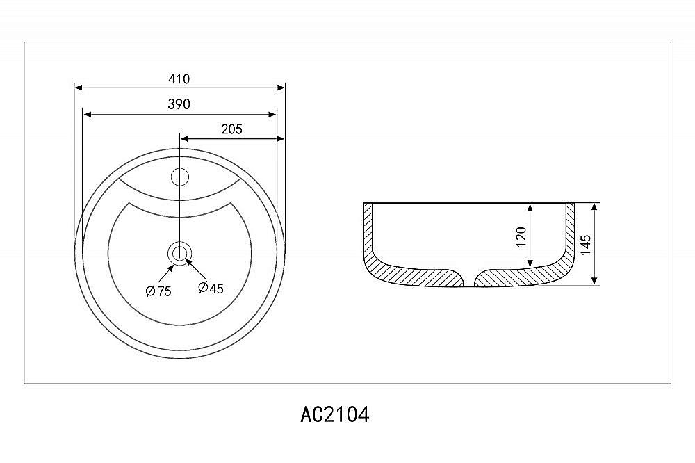 Раковина накладная ABBER Bequem AC2104MB черная матовая купить в интернет-магазине Sanbest
