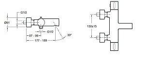 Смеситель для ванны термостатический Jacob Delafon CUFF E78520-CP купить в интернет-магазине сантехники Sanbest