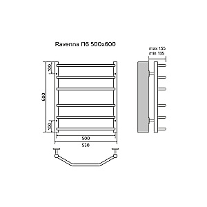 Полотенцесушитель водяной Azario RAVENNA П6 500х600 AZ07156 хром купить в интернет-магазине сантехники Sanbest