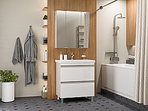 Тумба с раковиной Misty Ингрид - 75 П-Инг-01075-012Я белая для ванной в интернет-магазине Sanbest