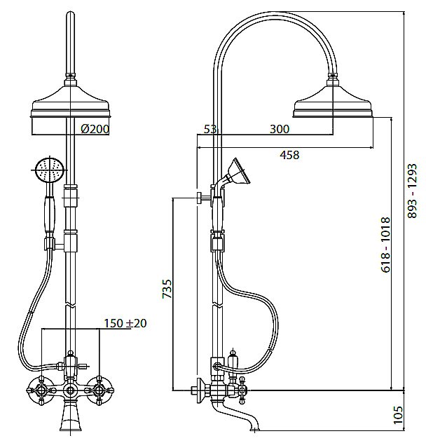Душевая система Cezares GOLF-CVD-01 хром/ручки хром купить в интернет-магазине сантехники Sanbest