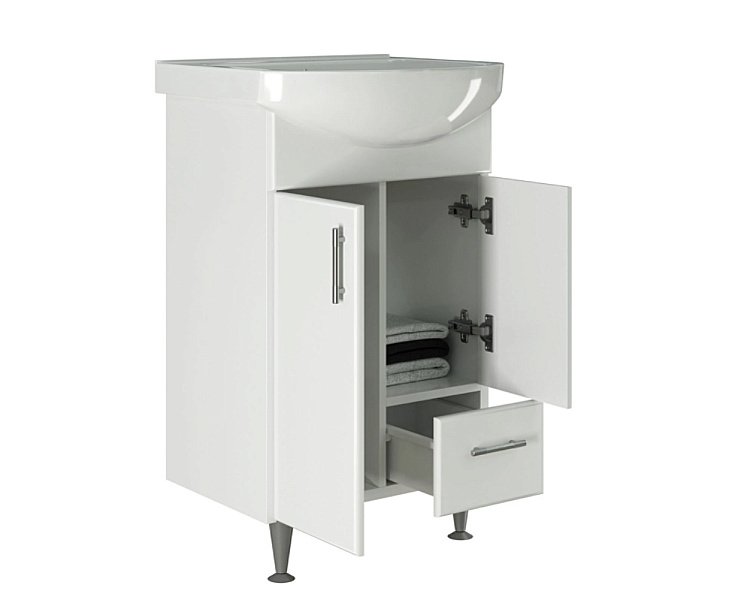 Тумба с раковиной MIXLINE ВЕСТА 52 белая для ванной в интернет-магазине Sanbest