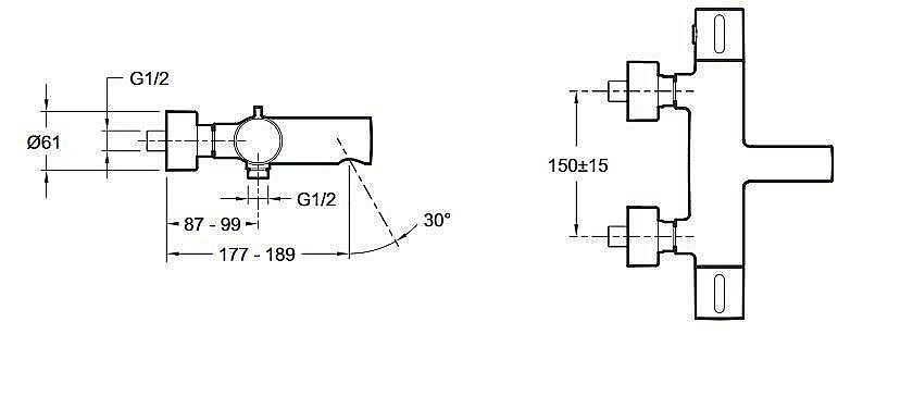 Смеситель для ванны термостатический Jacob Delafon CUFF E78520-CP купить в интернет-магазине сантехники Sanbest