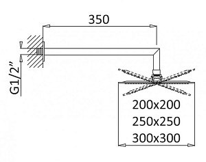 Верхний душ Cezares Porta TDDQ-30-SR купить в интернет-магазине сантехники Sanbest