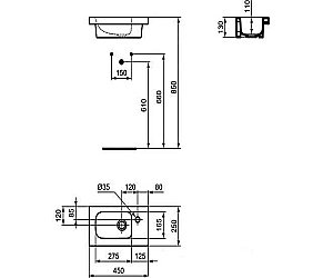 Раковина мебельная Ideal Standard Connect Space 45 E136101 белая купить в интернет-магазине Sanbest