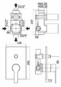 Смеситель для душа Cezares OVEST-VDIM-01 хром купить в интернет-магазине сантехники Sanbest