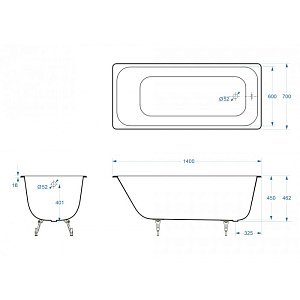 Ванна чугунная Delice Aurora Elite DLR230617R 140х70 купить в интернет-магазине Sanbest