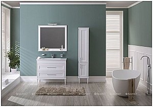 Пенал Aquanet Бостон 242219 36 белый матовый (ручки золото) для ванной в интернет-магазине сантехники Sanbest