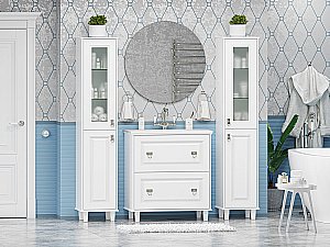 Тумба с раковиной Misty Версаль - 80 П-Вер07080-0112Я белая матовая для ванной в интернет-магазине Sanbest