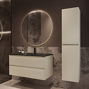 Тумба с раковиной Vincea Welle 100 VMC-2WL100MBG/VCB-4H100A бежевая матовая/раковина антрацит для ванной в интернет-магазине Sanbest