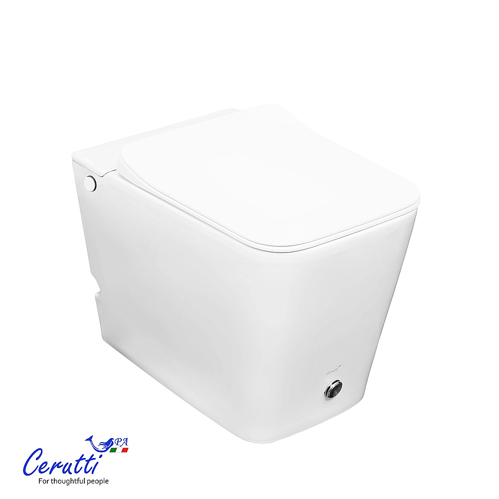 Унитаз приставной CeruttiSpa DISGRAZIA Pulse B-370B безободковый, с крышкой микролифт купить в интернет-магазине Sanbest