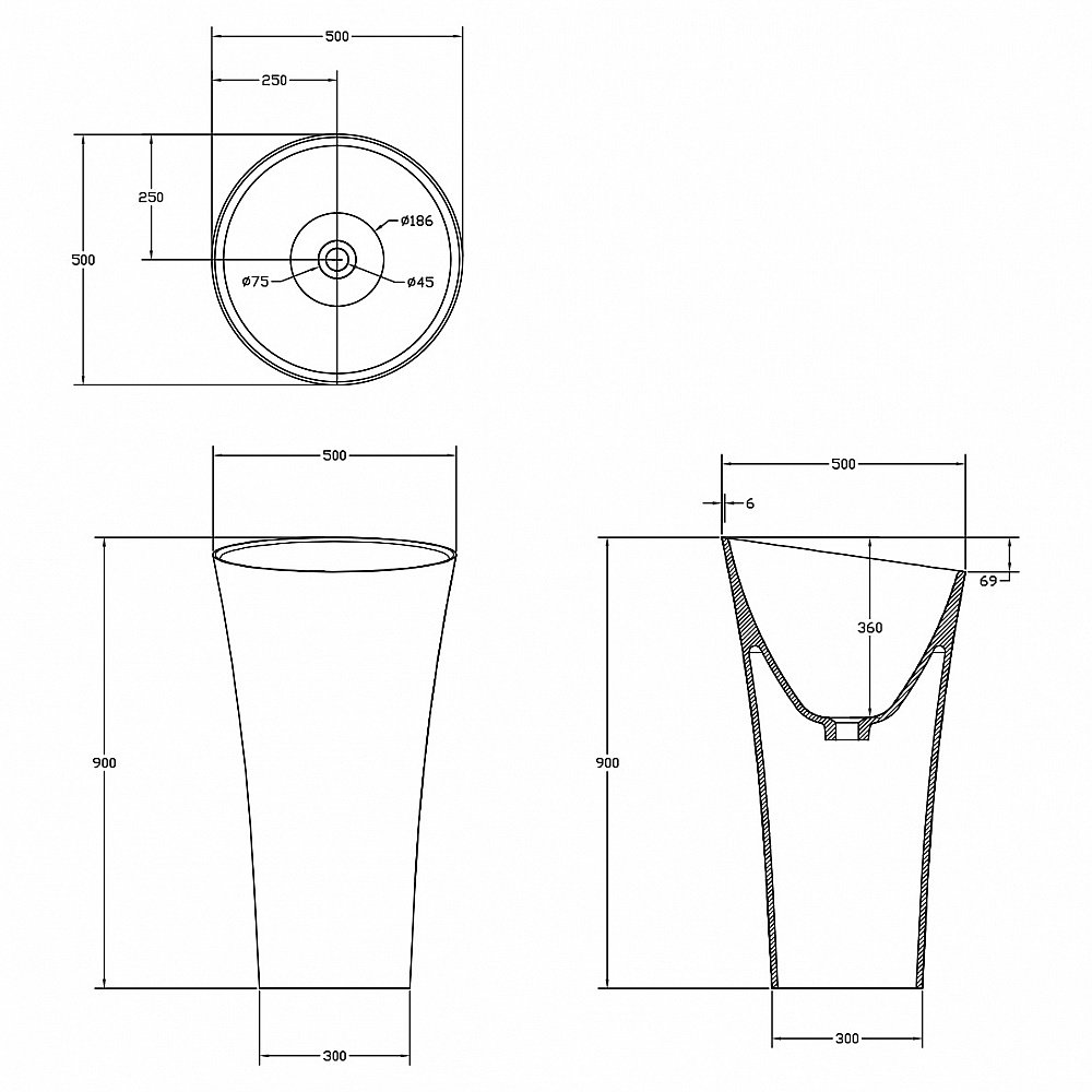 Раковина ABBER Stein AS2509 50 белая матовая купить в интернет-магазине Sanbest