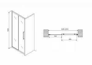 Душевая дверь ABBER Schwarzer Diamant 120 AG30120H стекло прозрачное/профиль хром купить в интернет-магазине Sanbest