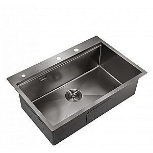 Мойка кухонная Milacio Denia 75 Steel MC.77429 вороненая сталь купить в интернет-магазине сантехники Sanbest