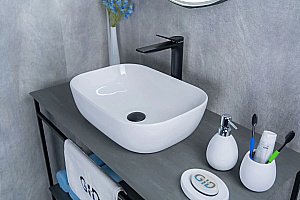 Раковина накладная Gid Geometrico 46 D1333 51183 белая купить в интернет-магазине Sanbest