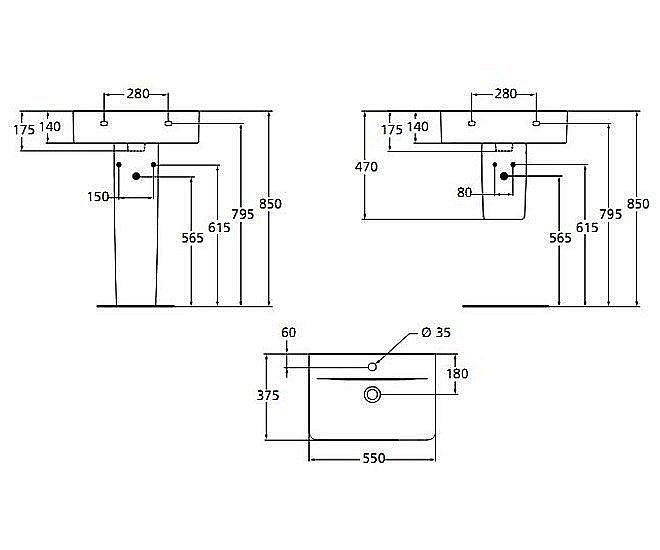 Раковина на полупьедестале Ideal Standard Connect 55 E788601 белая купить в интернет-магазине Sanbest