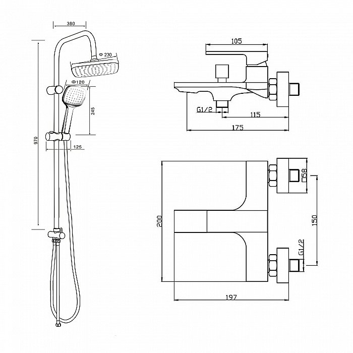 Душевая система Orange Lutz M04-944w белый купить в интернет-магазине сантехники Sanbest