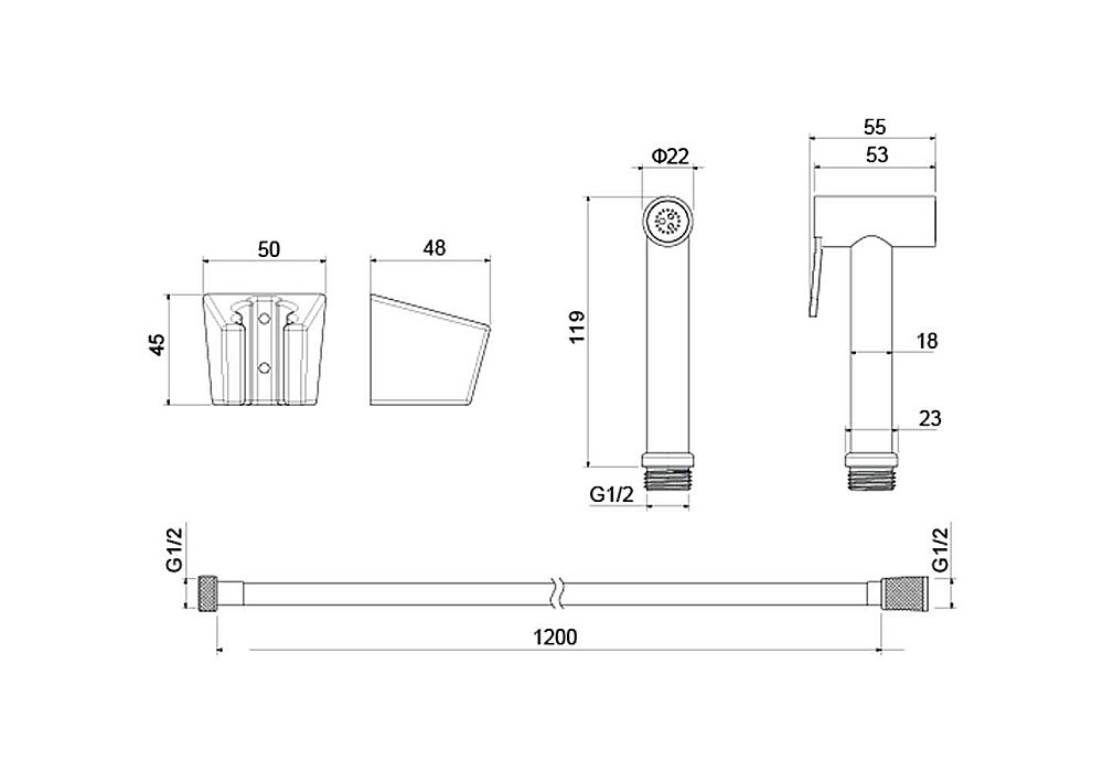 Гигиенический душ Aquatek AQ2054CR хром купить в интернет-магазине сантехники Sanbest