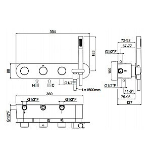 Встраиваемый смеситель для термостата Carimali W21859CR купить в интернет-магазине сантехники Sanbest