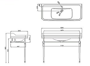 Консоль с раковиной Burlington Edwardian B19 1TH 120 шлифованный никель для ванной в интернет-магазине сантехники Sanbest