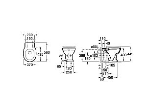Унитаз приставной Roca Carmen Rimless 3440A9560 безободковый, черный купить в интернет-магазине Sanbest