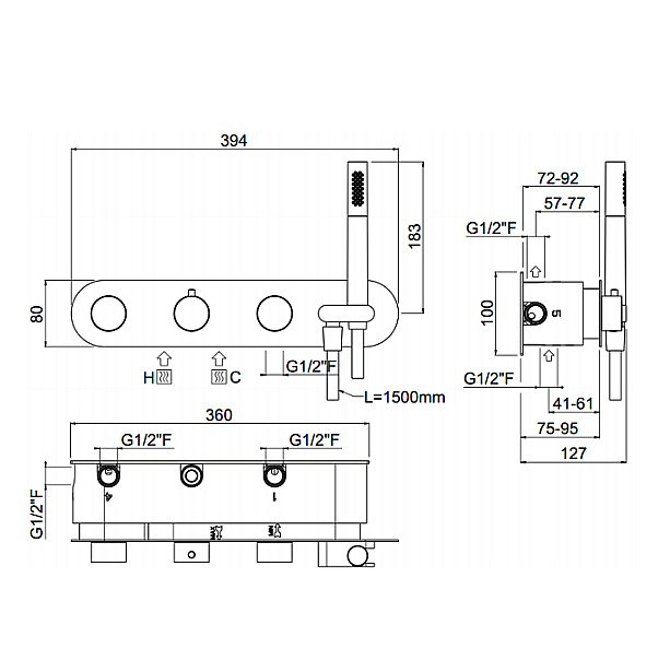 Встраиваемый смеситель для термостата Carimali W21859CR купить в интернет-магазине сантехники Sanbest