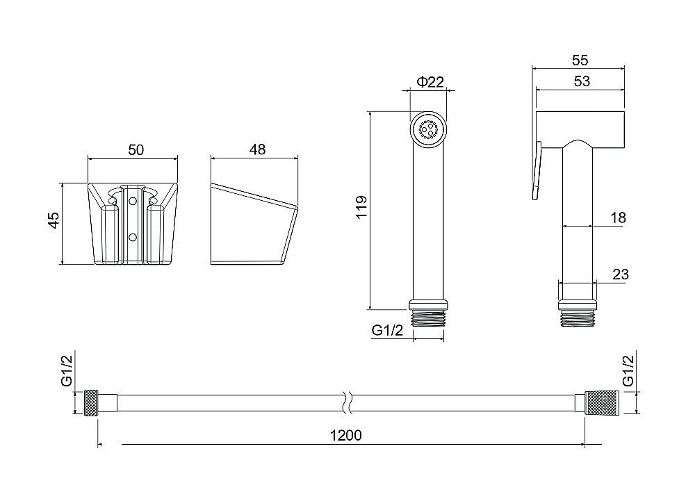 Гигиенический душ Aquatek AQ2054BG золото шлифованное купить в интернет-магазине сантехники Sanbest