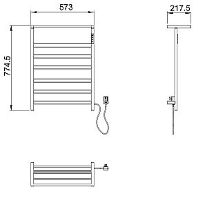 Полотенцесушитель электрический с полкой WONZON & WOGHAND ESSEN, Брашированный никель (WW-A403-BR) купить в интернет-магазине сантехники Sanbest