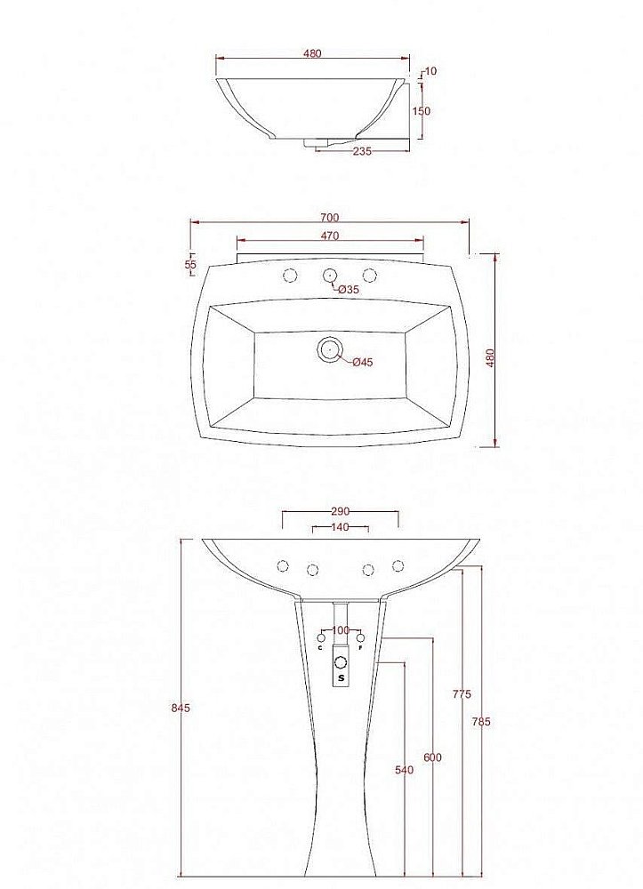 Раковина с пьедесталом Artceram Jazz 70 JZL004 01 00 белая купить в интернет-магазине Sanbest