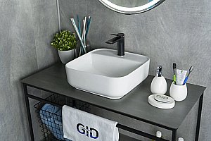 Раковина накладная Gid Geometrico 38,5 N9044 51165 белая купить в интернет-магазине Sanbest