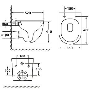 Унитаз с инсталляцией OWL 1975 Eld Cirkel-H OWLINSTTI.TOWLT190101 безободковый, с крышкой микролифт, с кнопкой Titan хром купить в интернет-магазине Sanbest