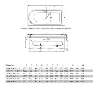 Ванна Bette Ocean 8865-000 PLUS AR 170x80 Белый купить в интернет-магазине Sanbest