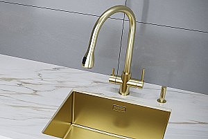 Смеситель для кухни Paulmark Lange La214212-LG светлое золото купить в интернет-магазине сантехники Sanbest