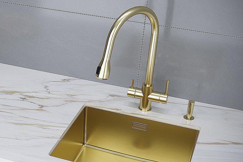 Смеситель для кухни Paulmark Lange La214212-LG светлое золото купить в интернет-магазине сантехники Sanbest